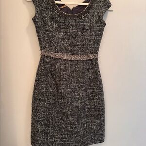 Rebecca Taylor Cap Sleeve Grey Boucle Sheath Dress